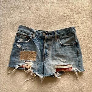 Levi's Blue Distressed Jean Shorts